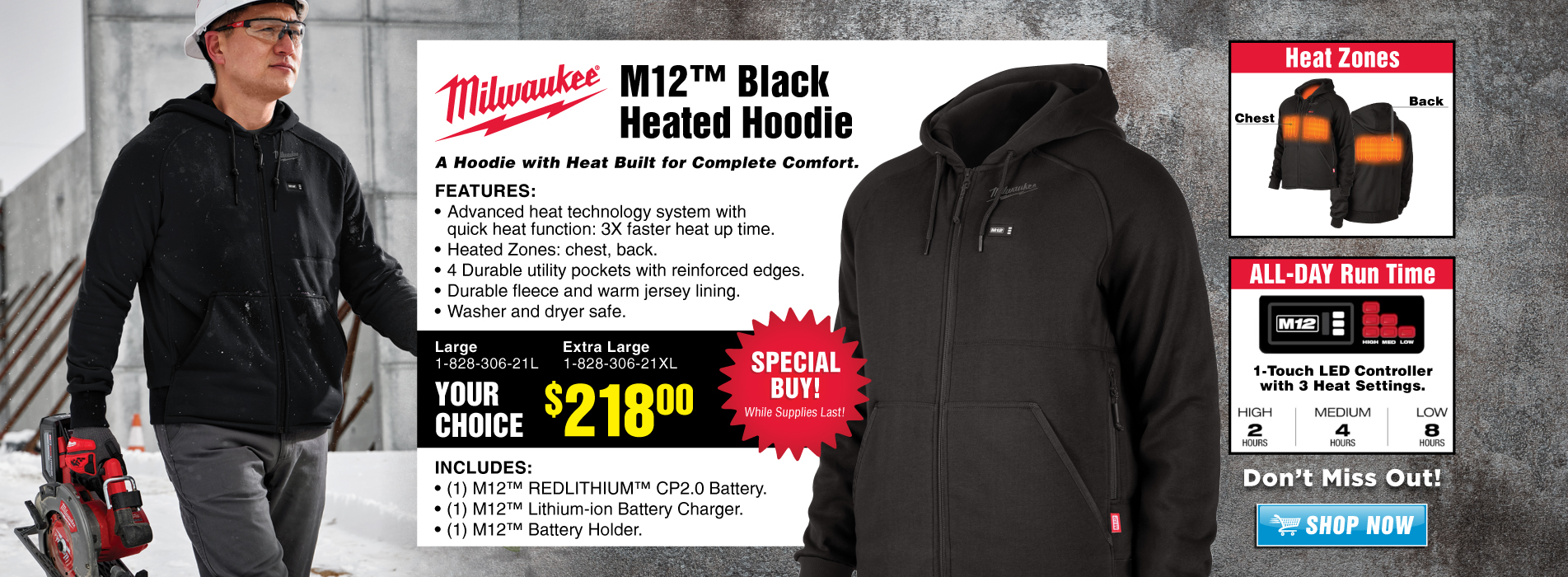 Milwaukee M12 Heated Hoodie with Heat Built for Complete Comfort. 