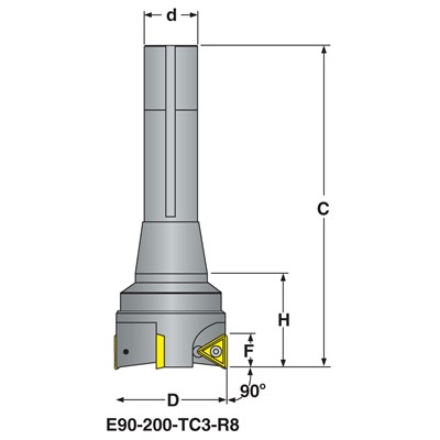 DORIAN E90-200-TC3-R8 90DEG IND ENDMILL